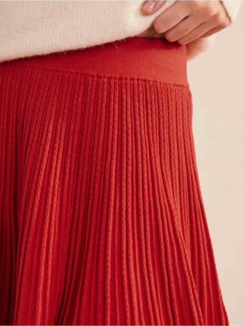 BODEN Knitted Pointelle Preppy Casual Comfy Skirt In Tomato Size M - Picture 3 of 10